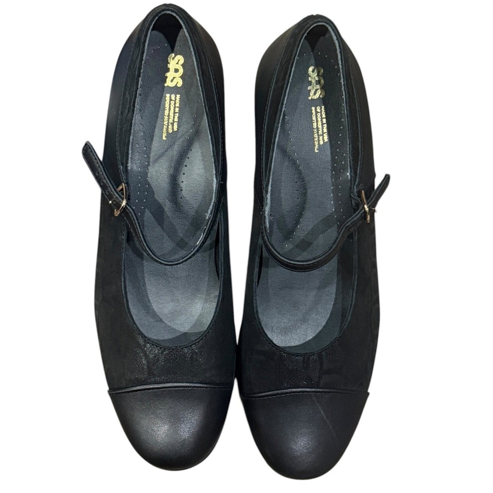 SAS Isabel Mary Jane Kitten Heels Women 10.5 Black Leather Comfort Work Pumps - Picture 9 of 16
